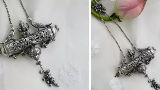 ₹ 1 Authentic 925,temple style and silver chain jewellry- Kapaskatha